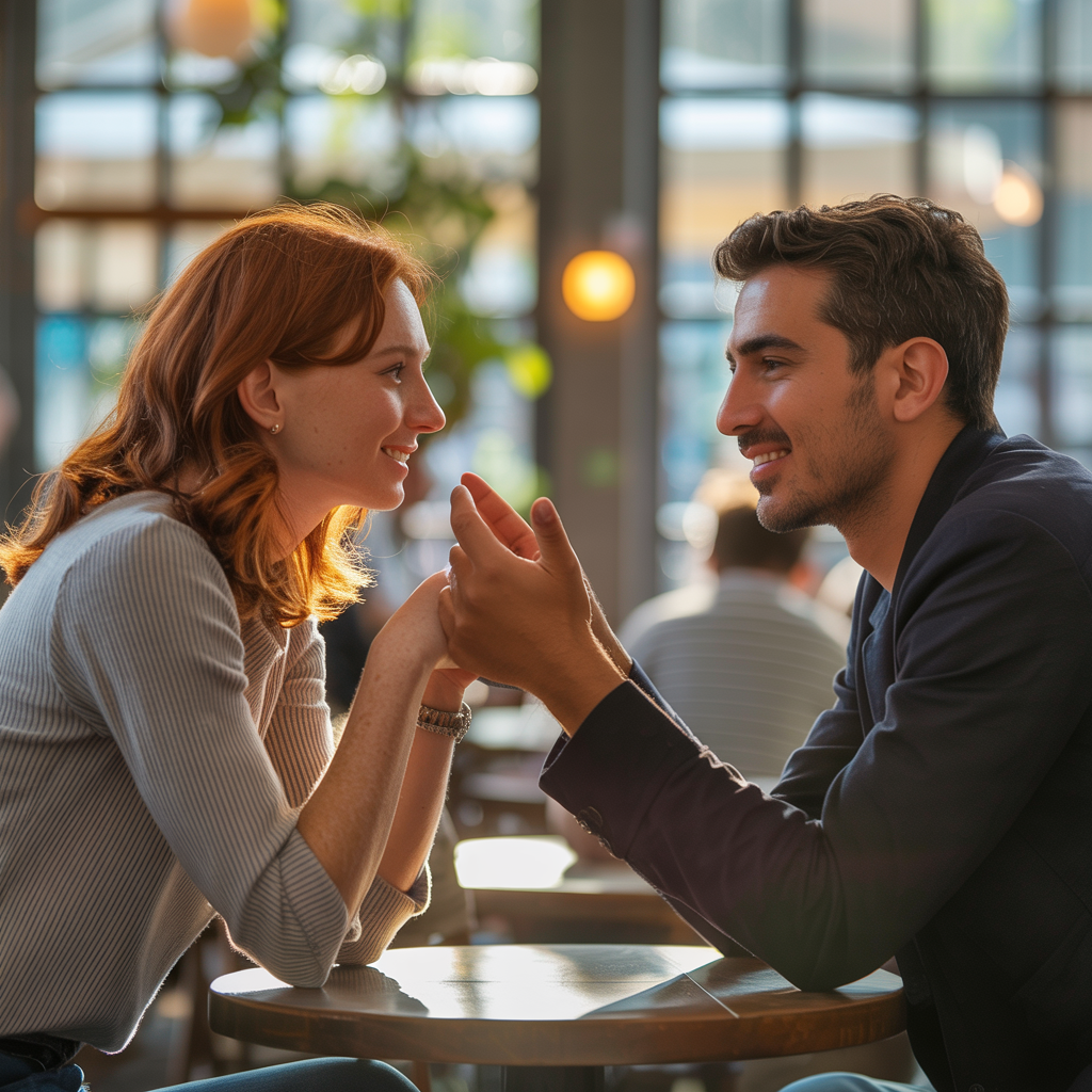 Deux personnes communiquant avec un langage corporel ouvert et engageant